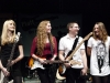 Die Band Skyline B (Julia Klinkhamer, Bass; Jacqueline Schulte, Gitarre;  Jens Linnemann, Gitarre, Lena Feyen, Gesang; Hannes Willms, Drums (nicht im Bild)) nach dem sie ihren Song