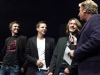 Die Band Platt im Kopp aus Hechthausen im Gespraech mit Moderator Ludger Abeln nach dem sie ihren Song