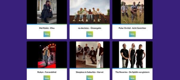 Mehrere Fotos von Bands, die bei einem Voting teilnehmen